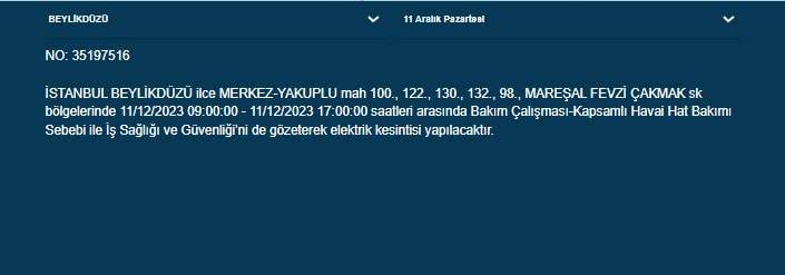 İstanbullular dikkat: Bu ilçelerde elektrik kesintisi var 16